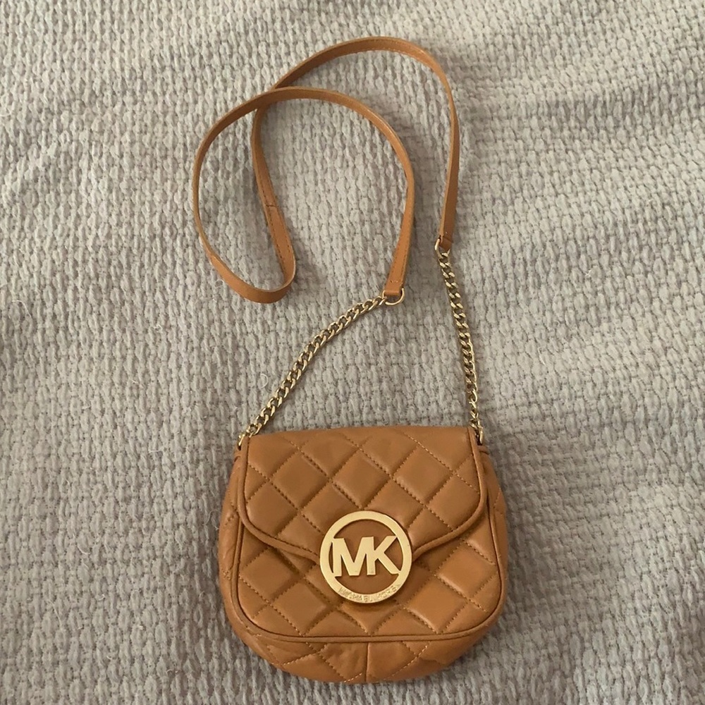 Michael Kors Tan and Gold Crossbody